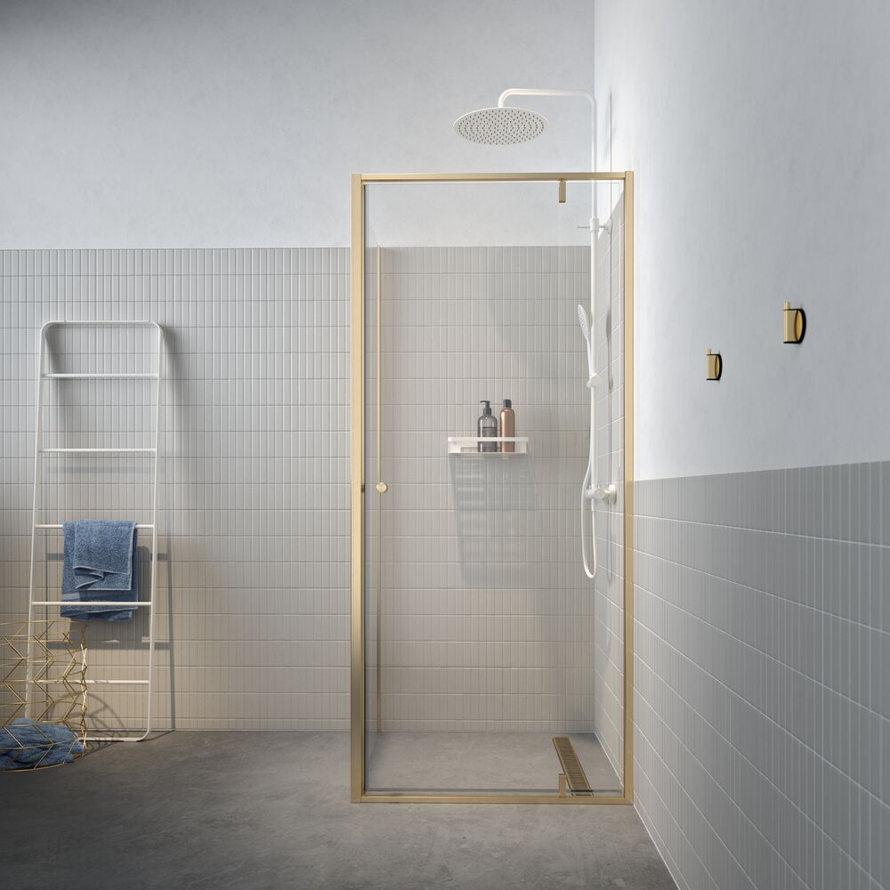 Sealskin Contour douchecabine 90x90 cm vierkant gouden geborsteld/helder glas CD180906495100