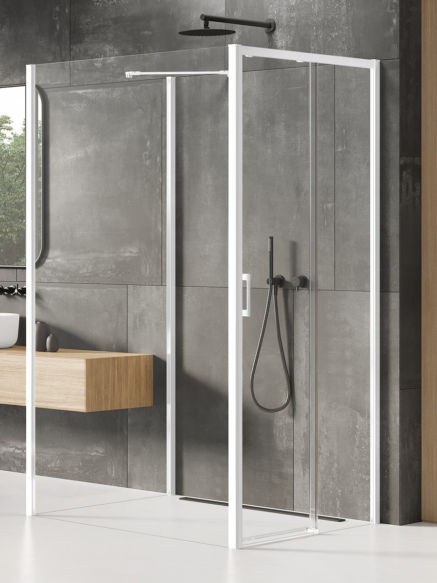 New Trendy Prime White douchecabine 120x90 cm rechthoekig wit mat/helder glas K-1082