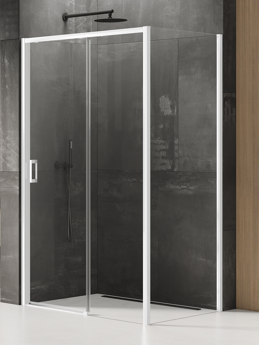 New Trendy Prime White douchecabine 110x80 cm rechthoekig wit mat/helder glas K-1389