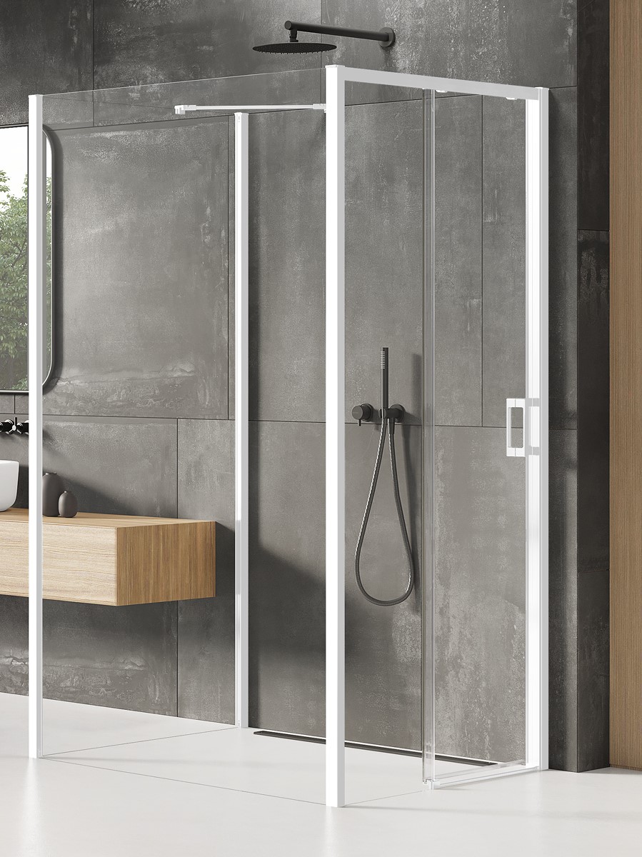 New Trendy Prime White douchecabine 120x120 cm vierkant wit mat/helder glas K-1629