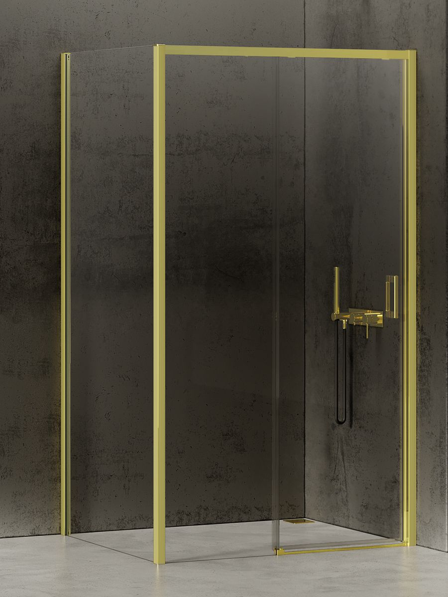 New Trendy Prime Light Gold douchecabine 100x100 cm vierkant gouden glans/helder glas K-1439
