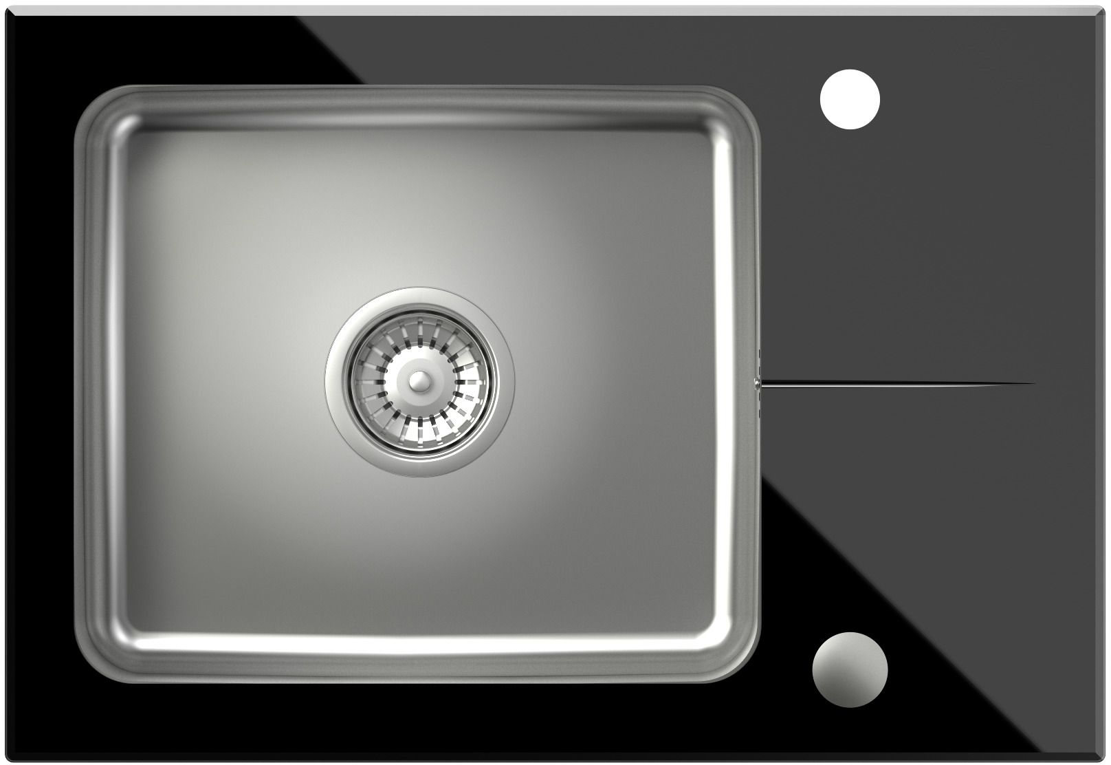 Quadron Hugh glazen en stalen spoelbak 64x44 cm zwart ST3564SC1BS