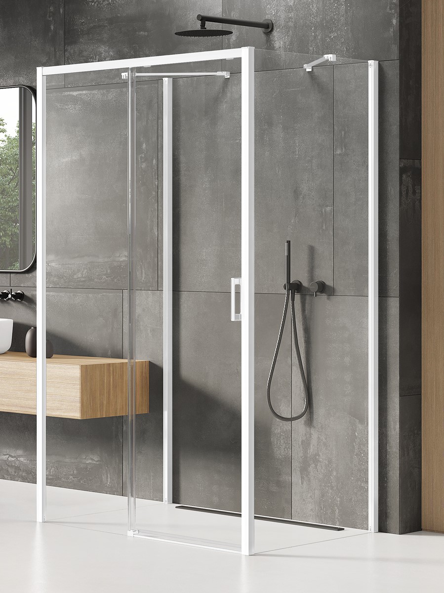 New Trendy Prime White douchecabine 100x100 cm vierkant wit mat/helder glas K-1007