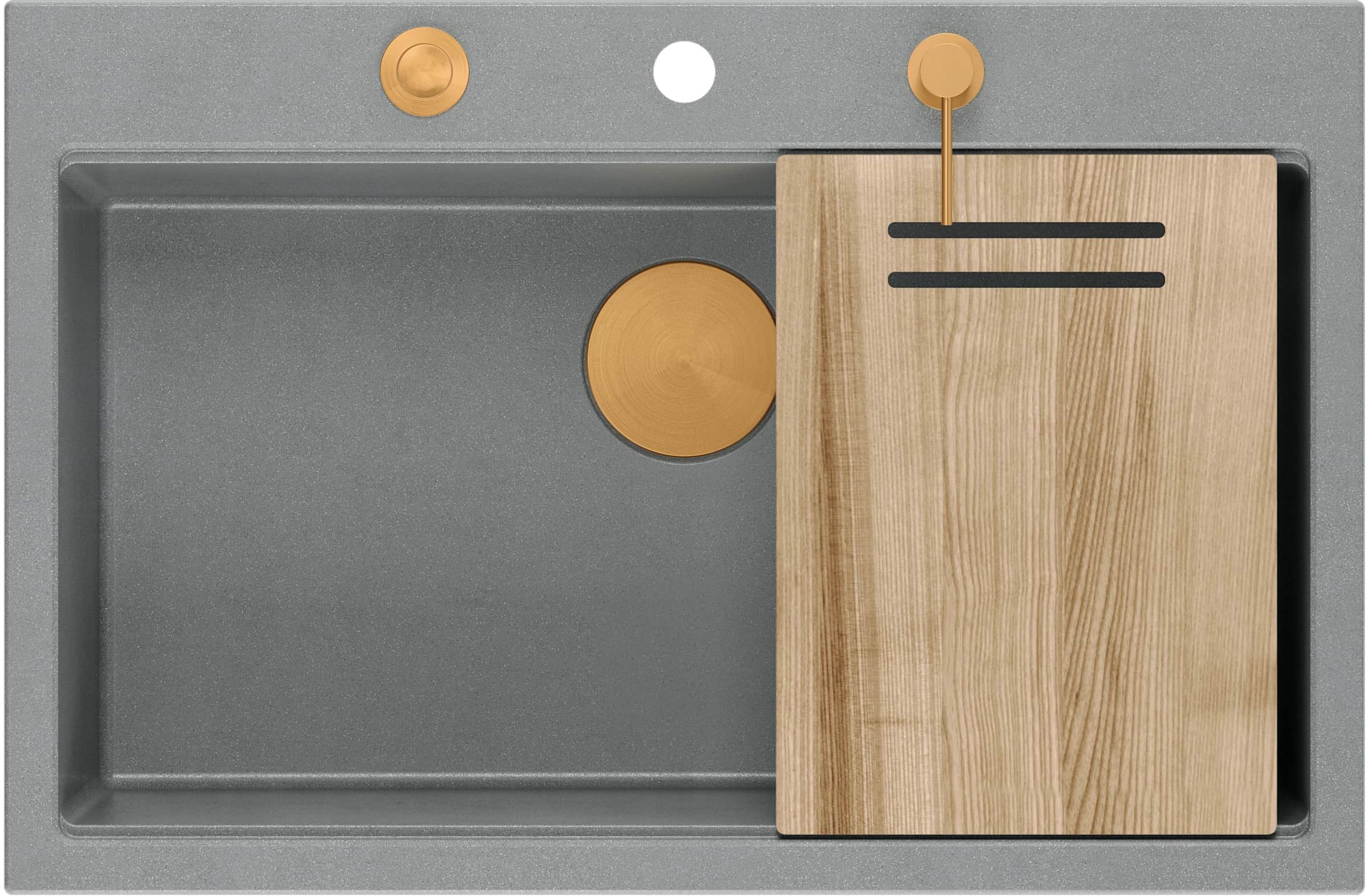 Quadron Marc graniteq spoelbak 76x50 cm grijs/grafiet/onyx HQM7650U5_PVDC1