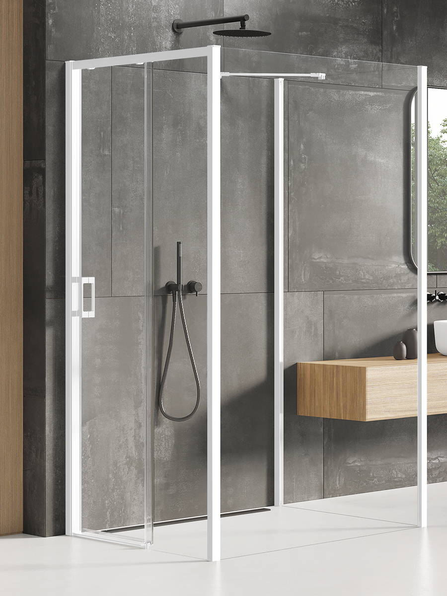 New Trendy Prime White douchecabine 120x120 cm vierkant wit mat/helder glas K-1635
