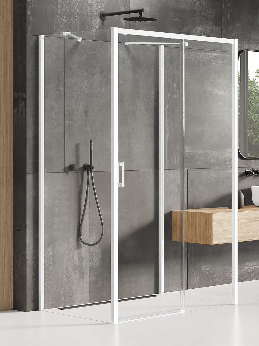 New Trendy Prime White douchecabine 120x100 cm rechthoekig wit mat/helder glas K-1043