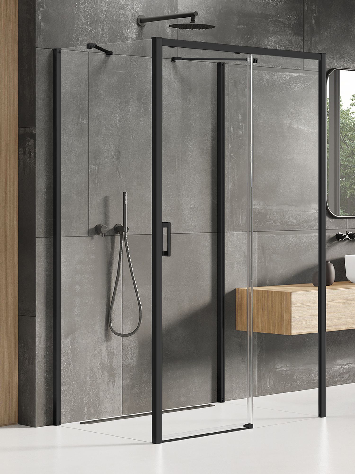 New Trendy Prime Black douchecabine 110x100 cm rechthoekig zwart mat/helder glas K-0943