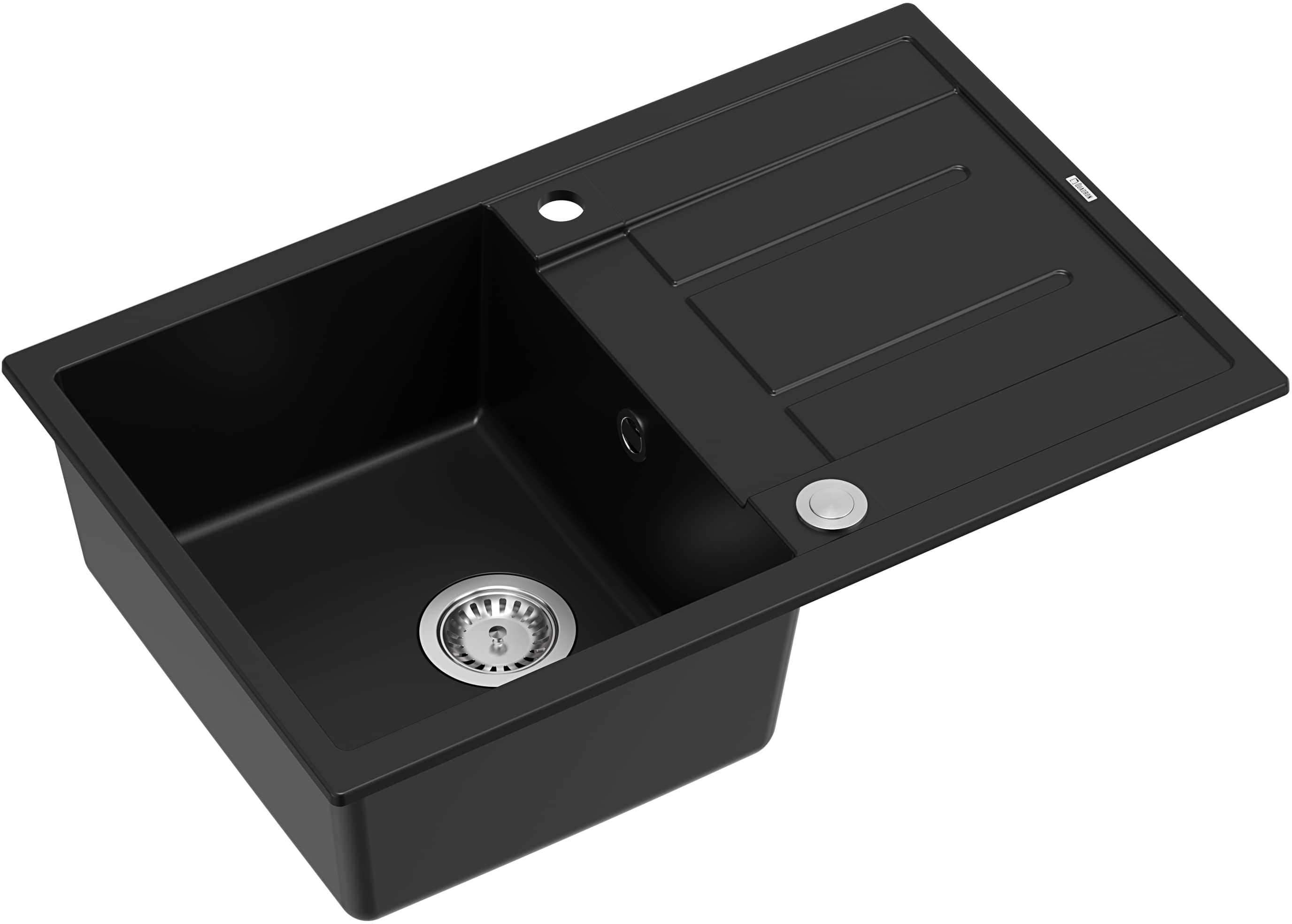 Quadron Morgan graniteq spoelbak 78x50 cm zwart HB8203U7-BS_P2O