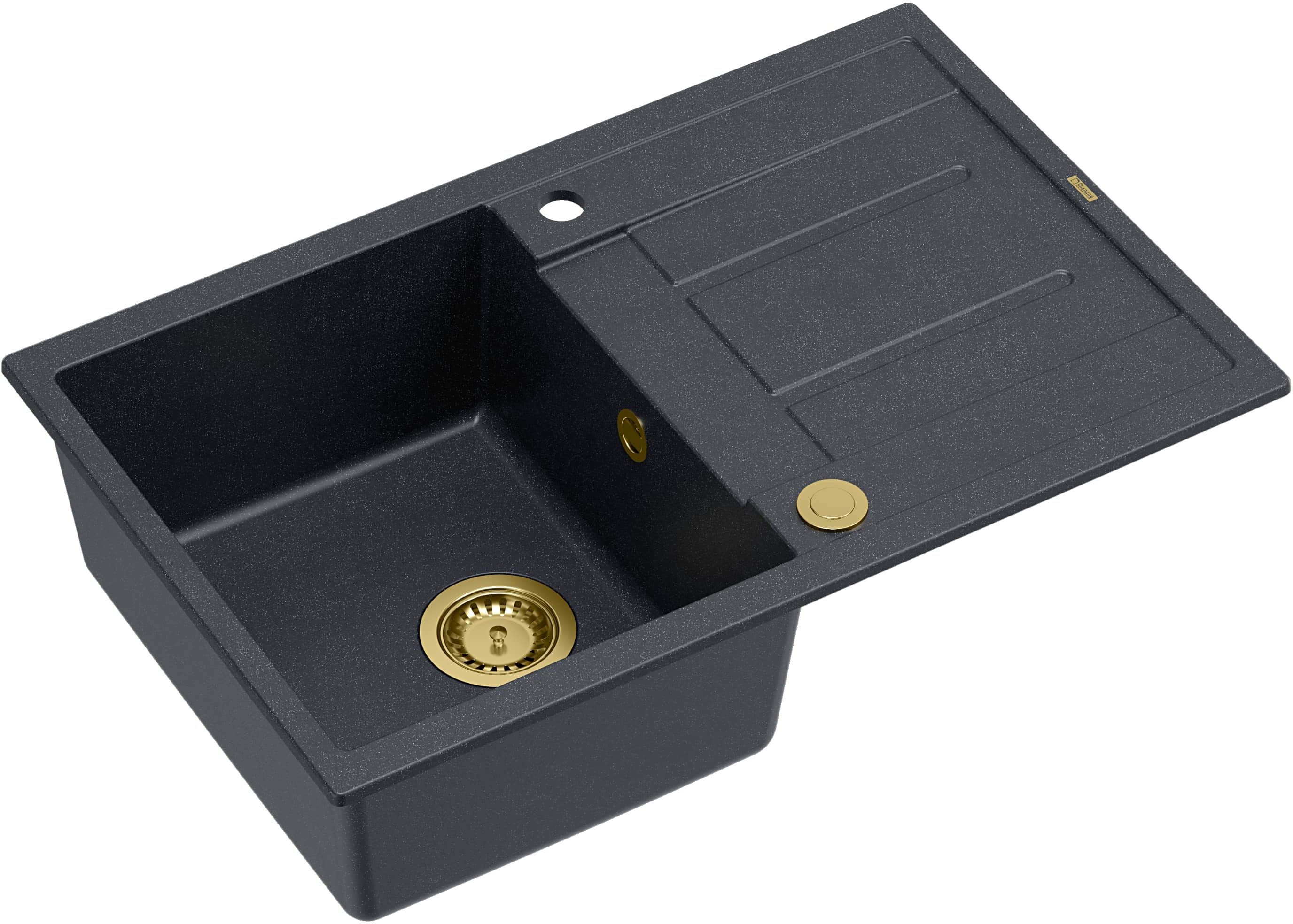 Quadron Morgan graniteq spoelbak 78x50 cm zwart HB8203U8-G1_P2O