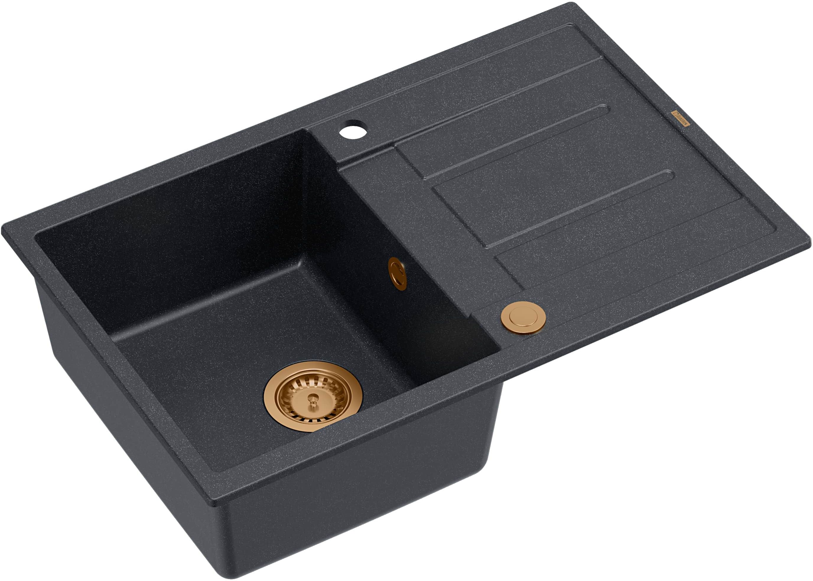 Quadron Morgan graniteq spoelbak 78x50 cm zwart HB8203U8-C1_P2O