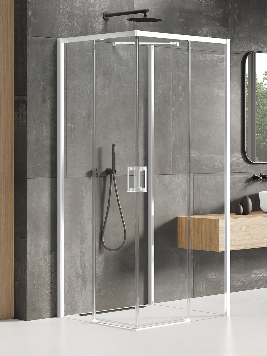 New Trendy Prime White douchecabine 90x80 cm rechthoekig wit mat/helder glas K-1093