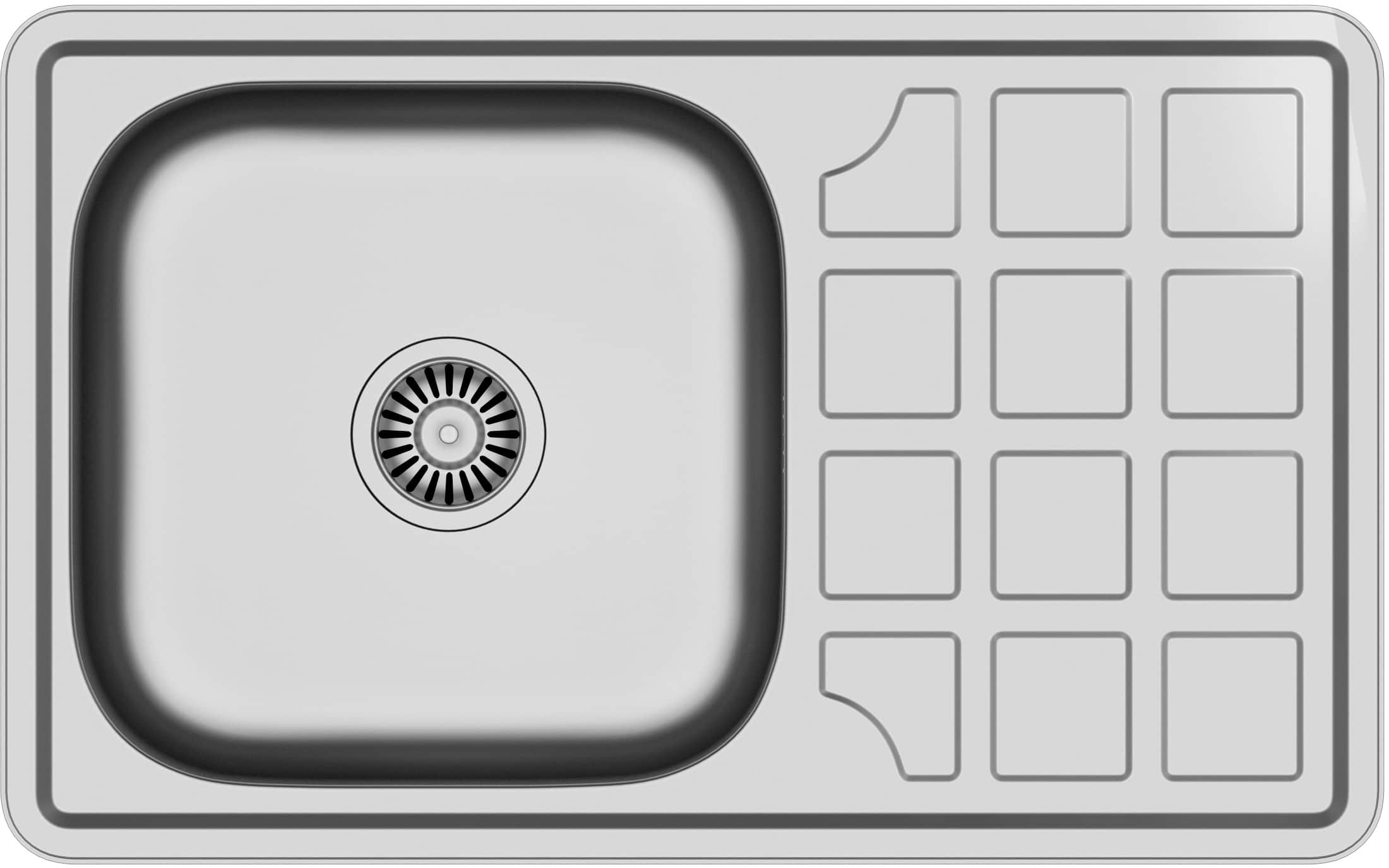 Quadron Louis 111 stalen spoelbak met sifon 78x48 cm staal HD111SAT7848