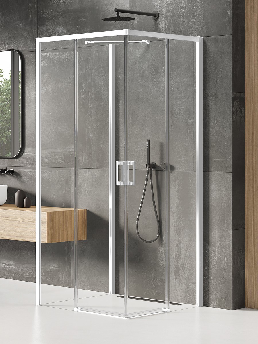 New Trendy Prime White douchecabine 100x70 cm rechthoekig wit mat/helder glas K-1540