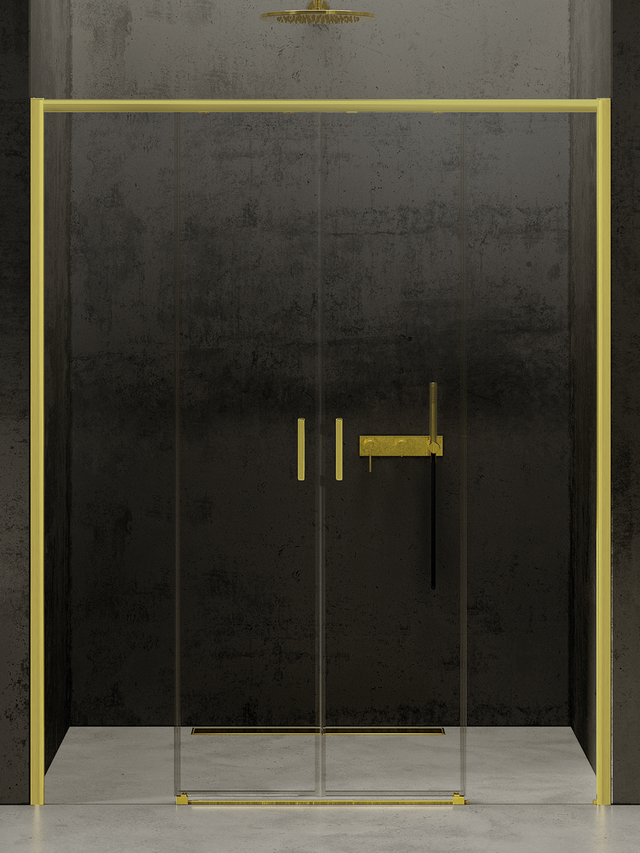 New Trendy Prime Light Gold douchedeur 190 cm schuifbaar gouden glans/helder glas D-0448A