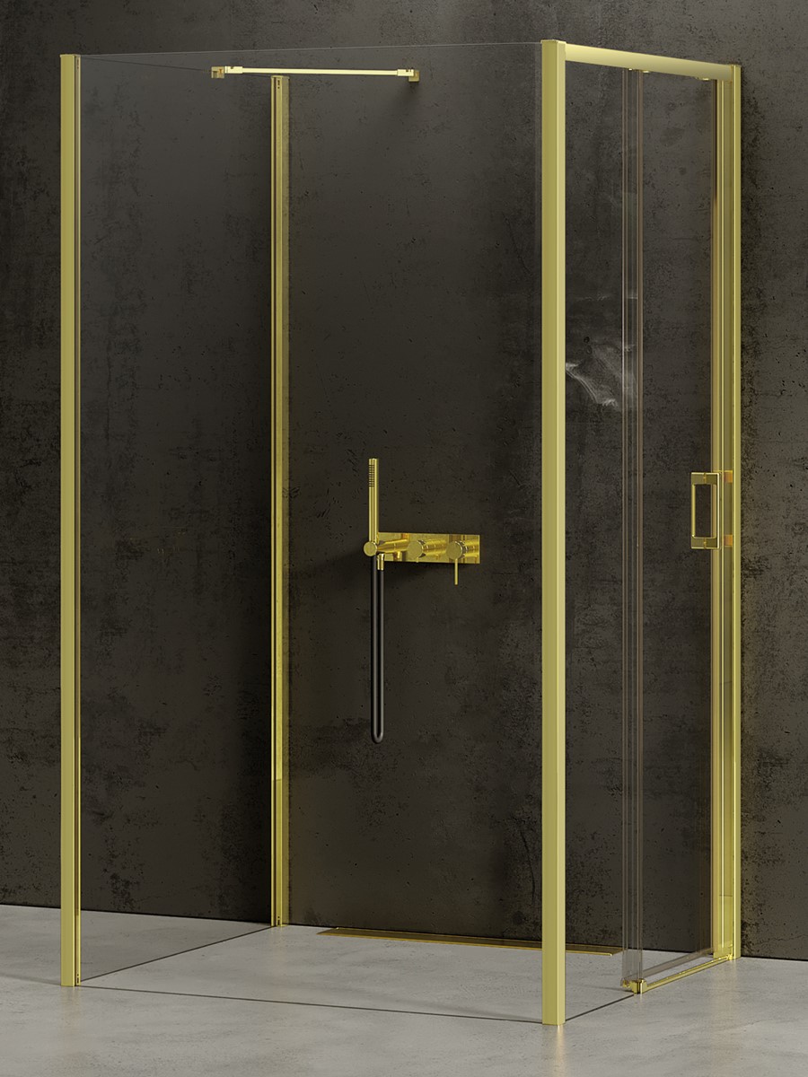 New Trendy Prime Light Gold douchecabine 120x90 cm rechthoekig gouden glans/helder glas K-1502