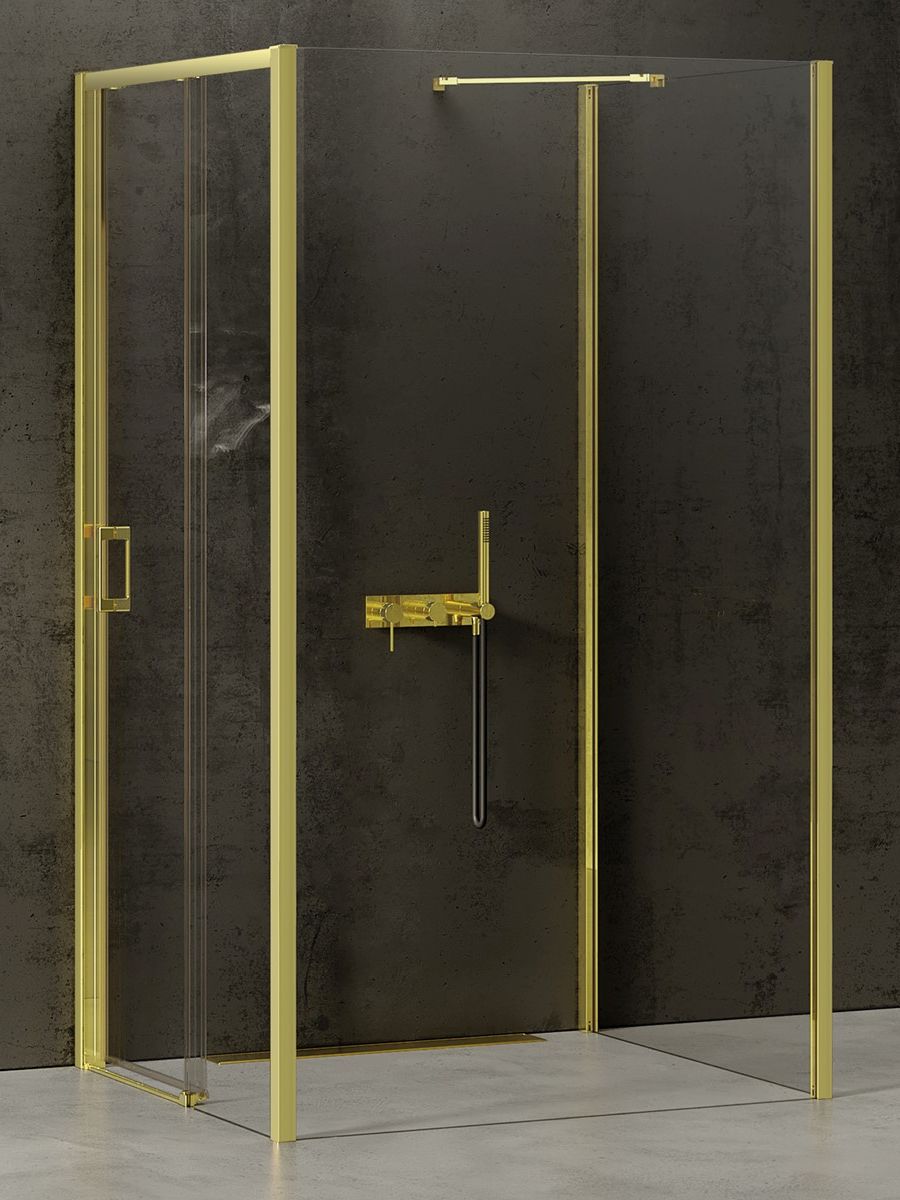 New Trendy Prime Light Gold douchecabine 100x90 cm rechthoekig gouden glans/helder glas K-1506