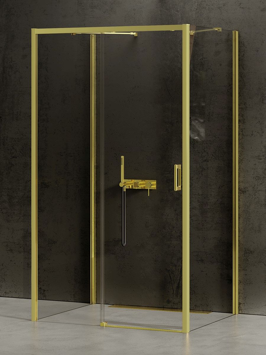 New Trendy Prime Light Gold douchecabine 140x80 cm rechthoekig gouden glans/helder glas K-1117