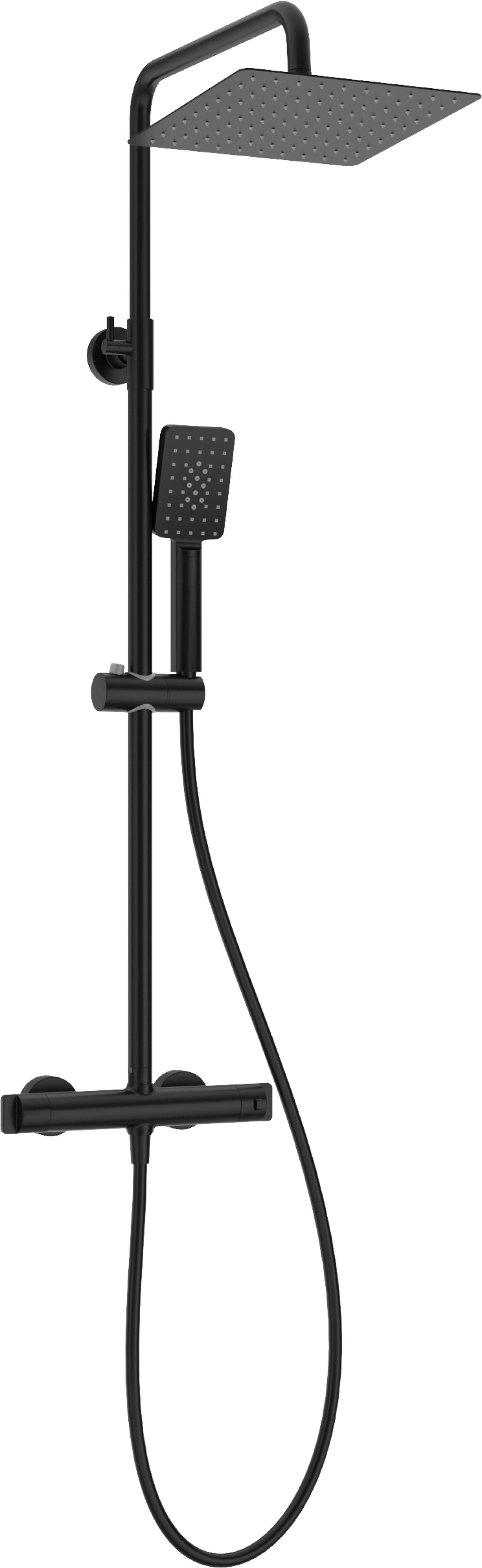 Deante doucheset wand met thermostaat met regendouche zwart NAC_N4HT