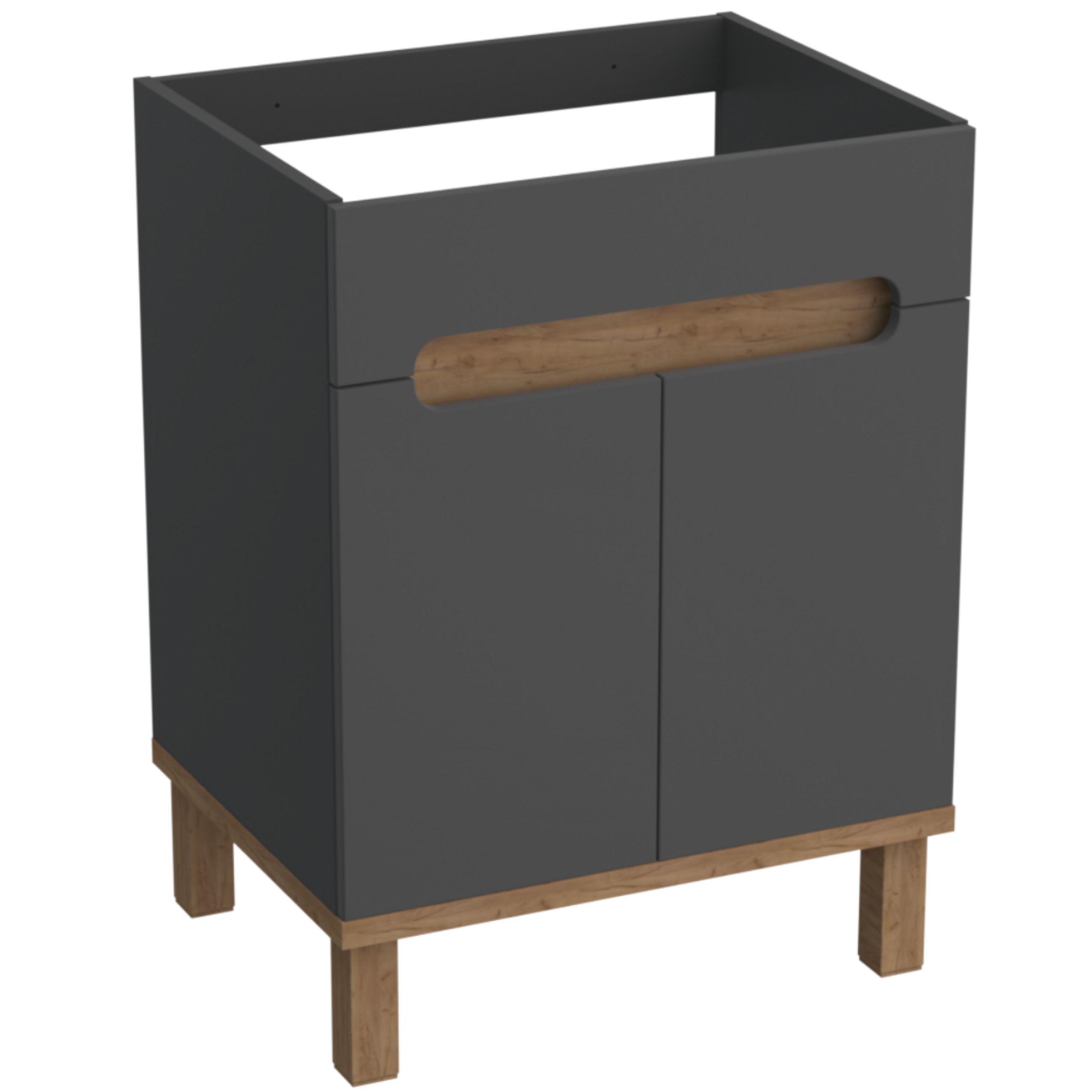 Strama Ovo kast 59.7x45.6x80 cm onder de wastafel staand grafiet-eik 12.100.03