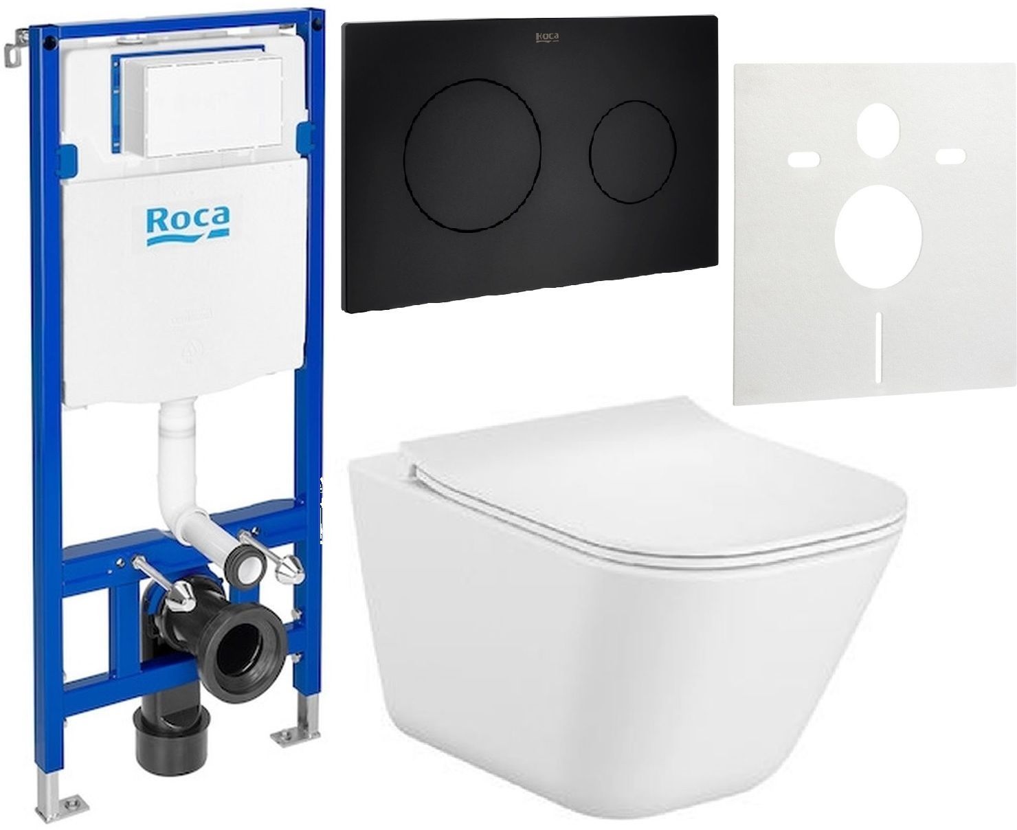 Set toiletpot met softclose toiletbril Roca Gap Square A34H472000, inbouwframe Roca Duplo One A890070020, A890189206, A890063000
