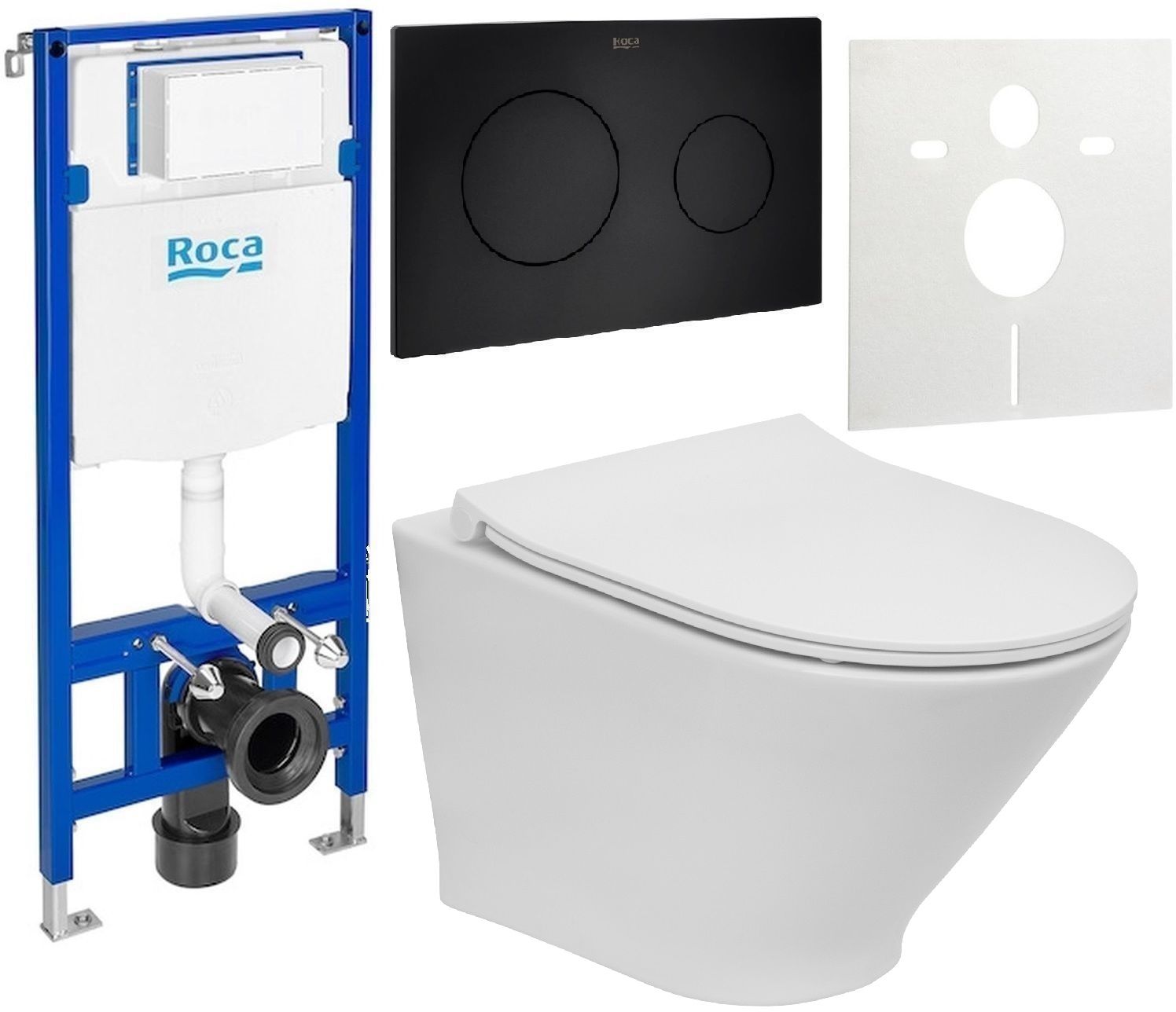 Set toiletpot met softclose toiletbril Roca Gap Round A34H0N3000, inbouwframe Roca Duplo One A890070020, A890189206, A890063000