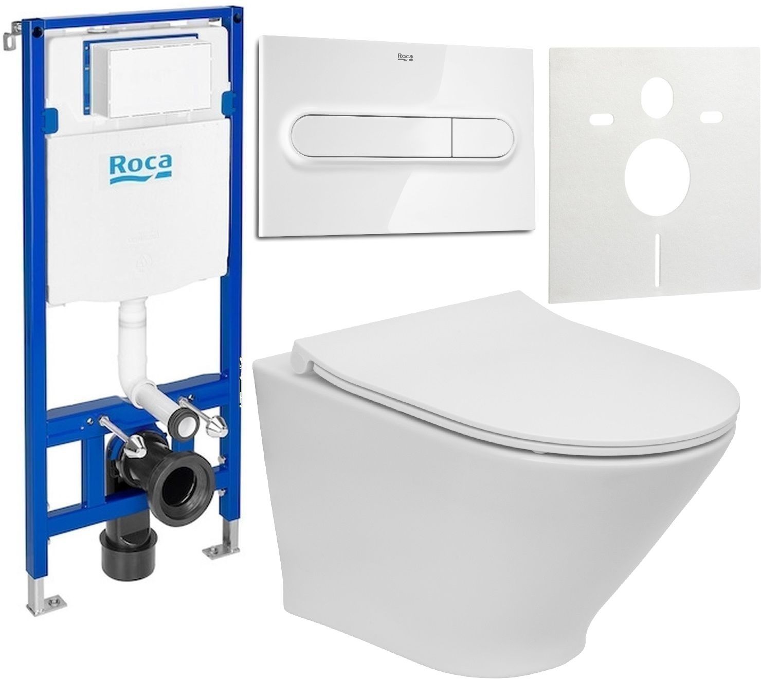 Set toiletpot met softclose toiletbril Roca Gap Round A34H0N3000, inbouwframe Roca Duplo One A890070020, A890195000, A890063000