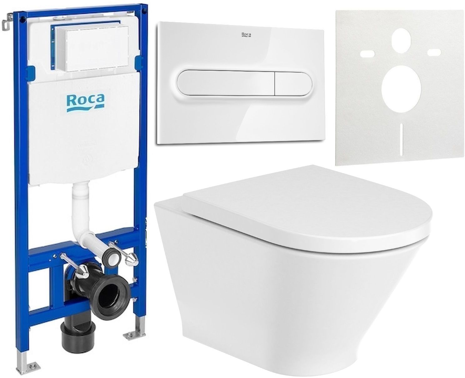Set toiletpot Roca Gap Round A3460NLS00, inbouwframe Roca Duplo One A890070020, A801D12001, A890195000, A890063000