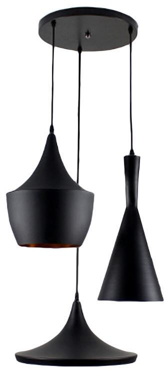 Abigali Round hanglamp 3x40 W zwart-gouden CHZ3B-E27