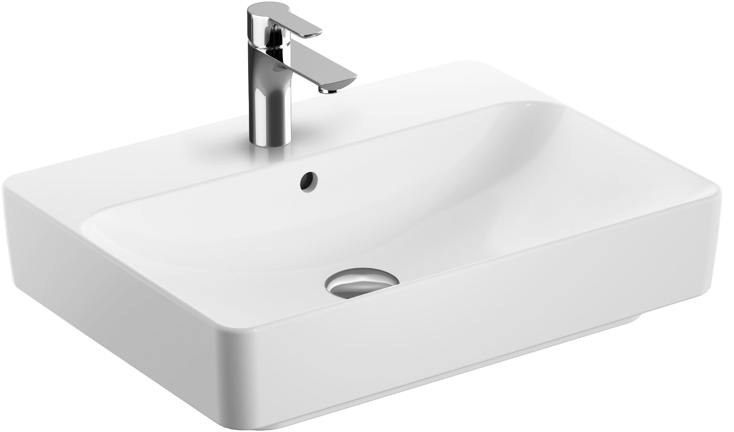 Geberit Variform wastafel 60x45 cm rechthoekig meubel-opbouw wit glans 500.780.00.2