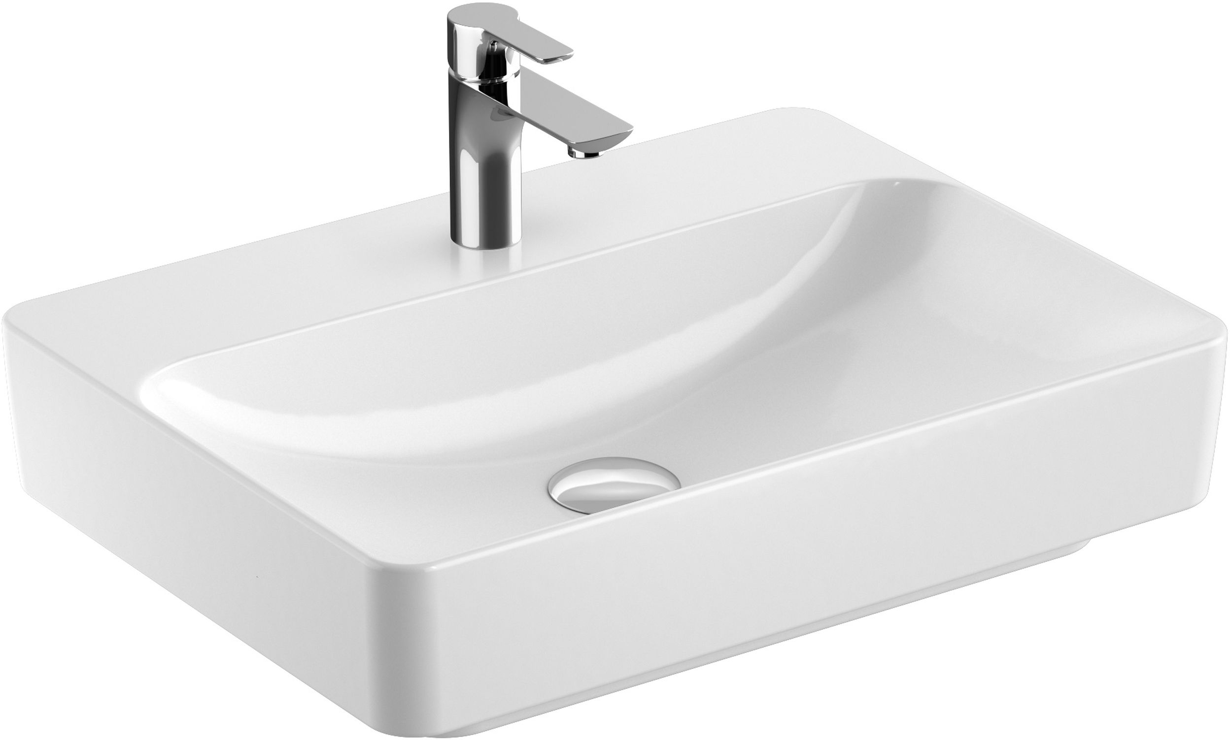 Geberit Variform wastafel 60x45 cm rechthoekig meubel-opbouw wit glans 500.781.00.2