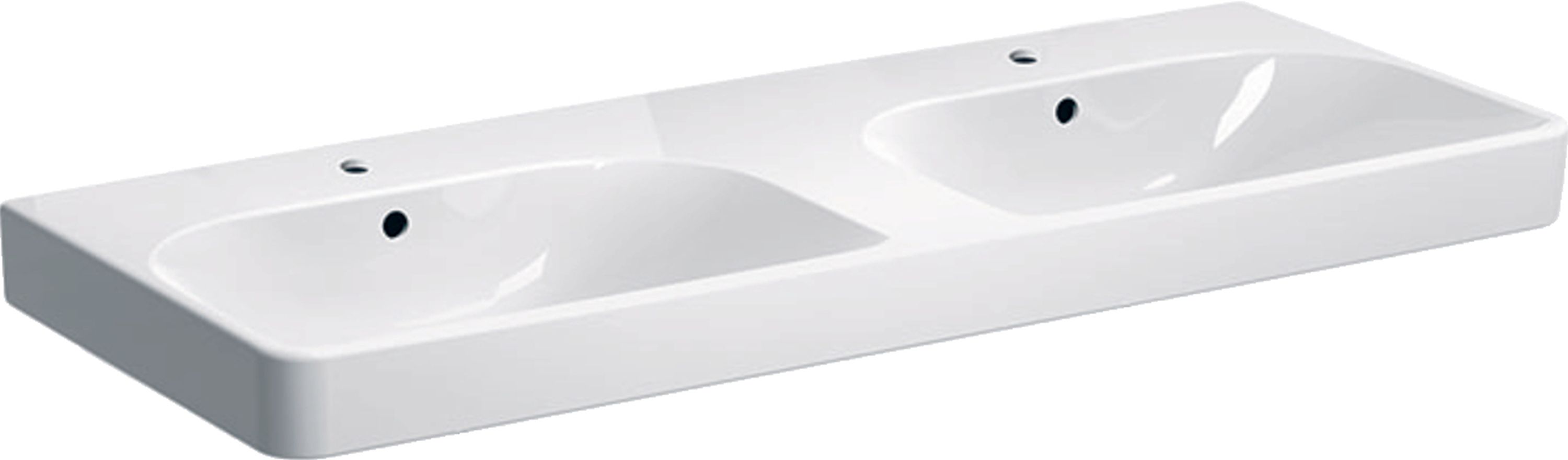 Geberit Smyle Square wastafel 120x48 cm rechthoekig klassiek-meubel-inbouw-dubbele wit glans 500.223.01.1