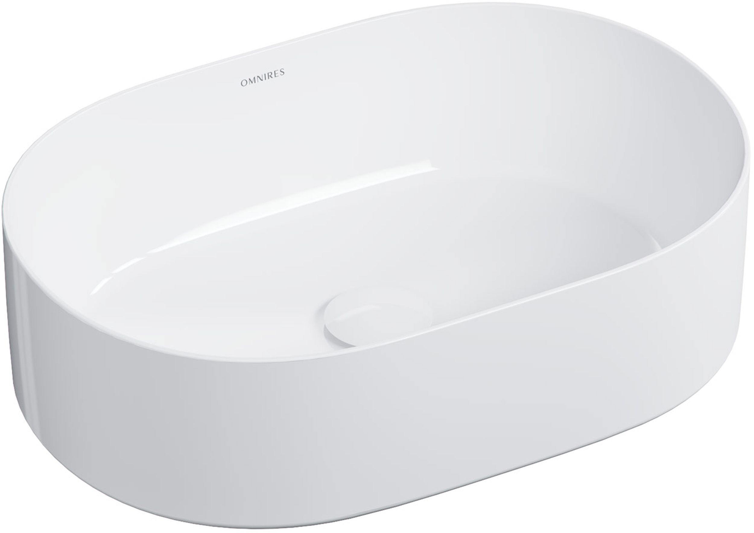 Omnires Mesa wastafel 46x31 cm ovaal opbouw wit glans MESA460BP