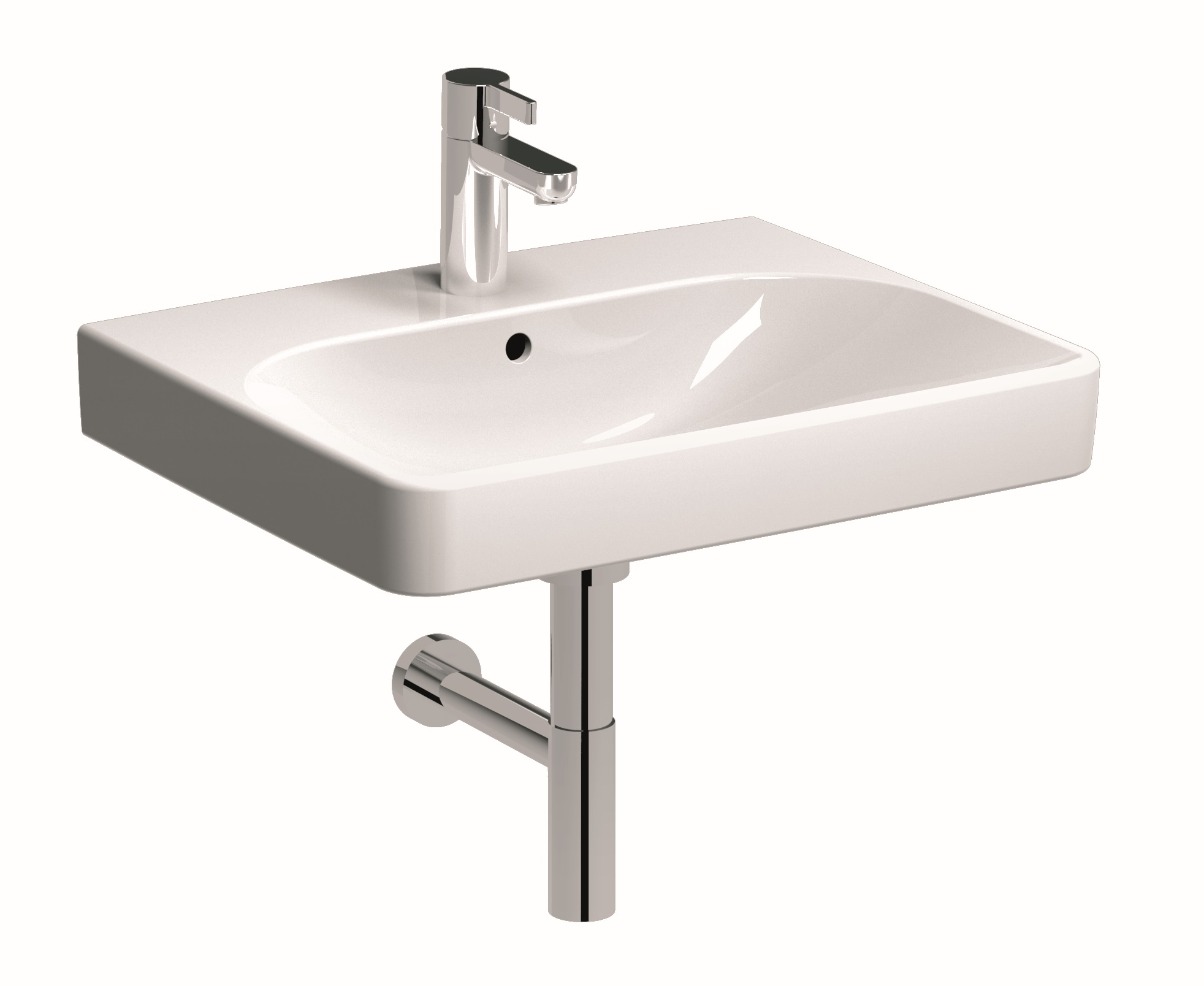 Geberit Smyle Square wastafel 60x48 cm rechthoekig klassiek-meubel-inbouw wit glans 500.229.01.1