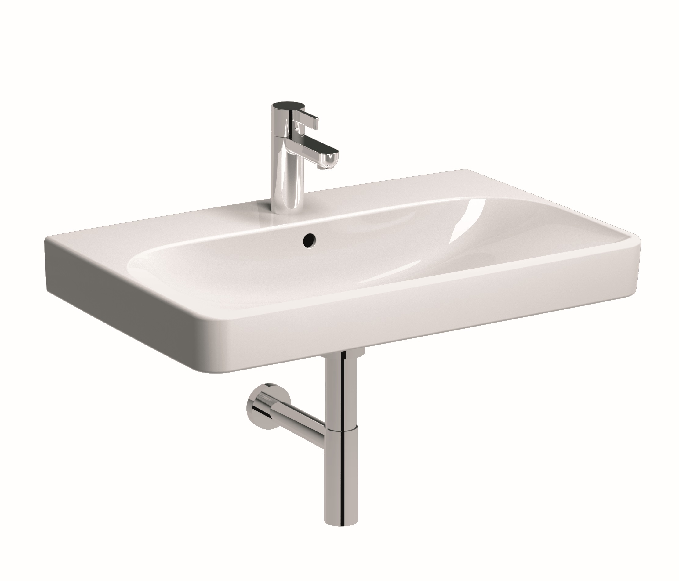 Geberit Smyle Square wastafel 75x48 cm rechthoekig meubel-opbouw wit glans 500.249.01.1