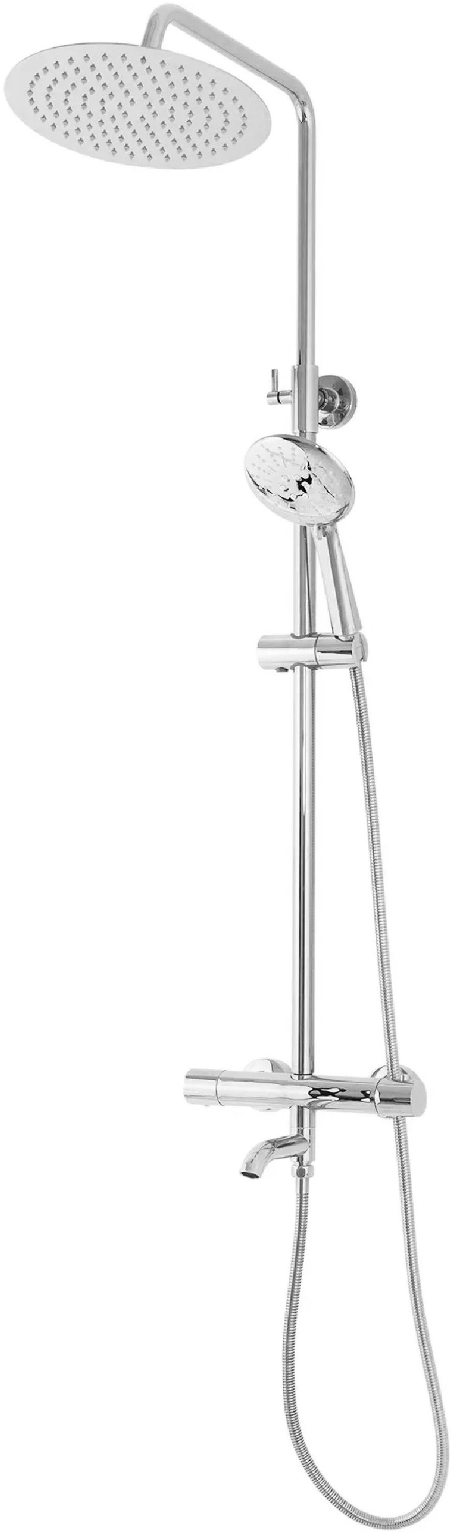 Rea Lungo bad- en doucheset wand met thermostaat met regendouche chroom REA-P6607