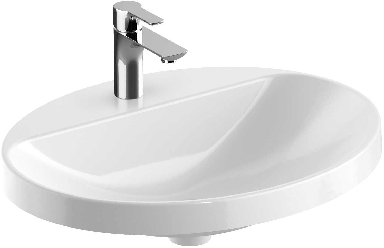 Geberit Variform wastafel 60x48 cm ovaal inbouw wit glans 500.727.00.2