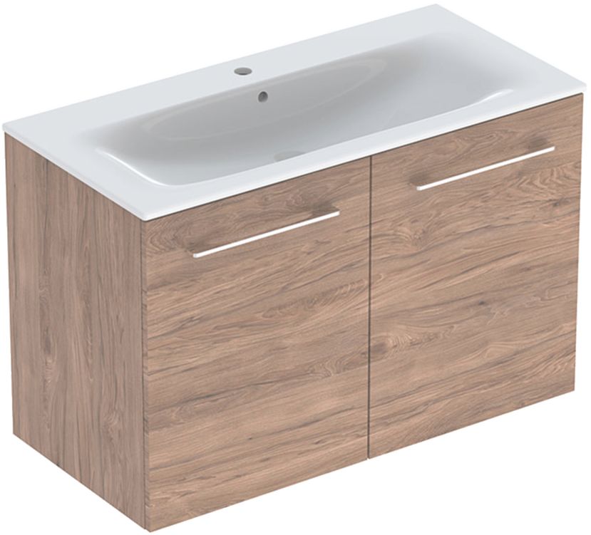 Geberit Selnova Square wastafel met kast 100 cm noot 501.262.00.1