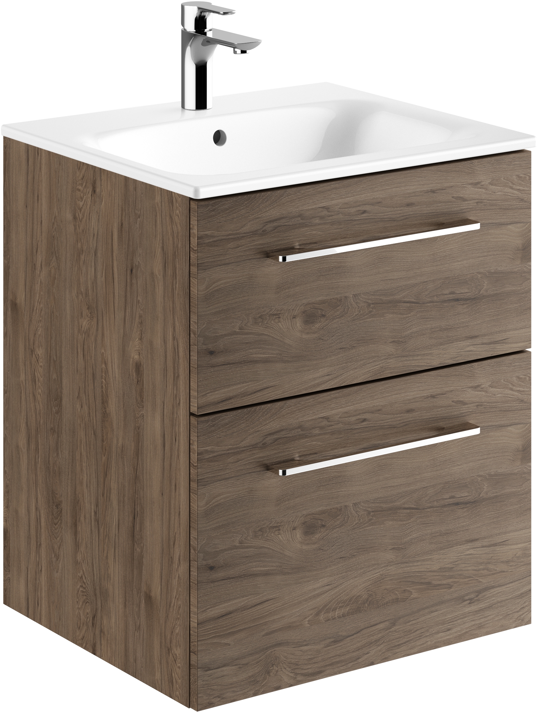 Geberit Selnova Square wastafel met kast 55 cm noot 501.234.00.1