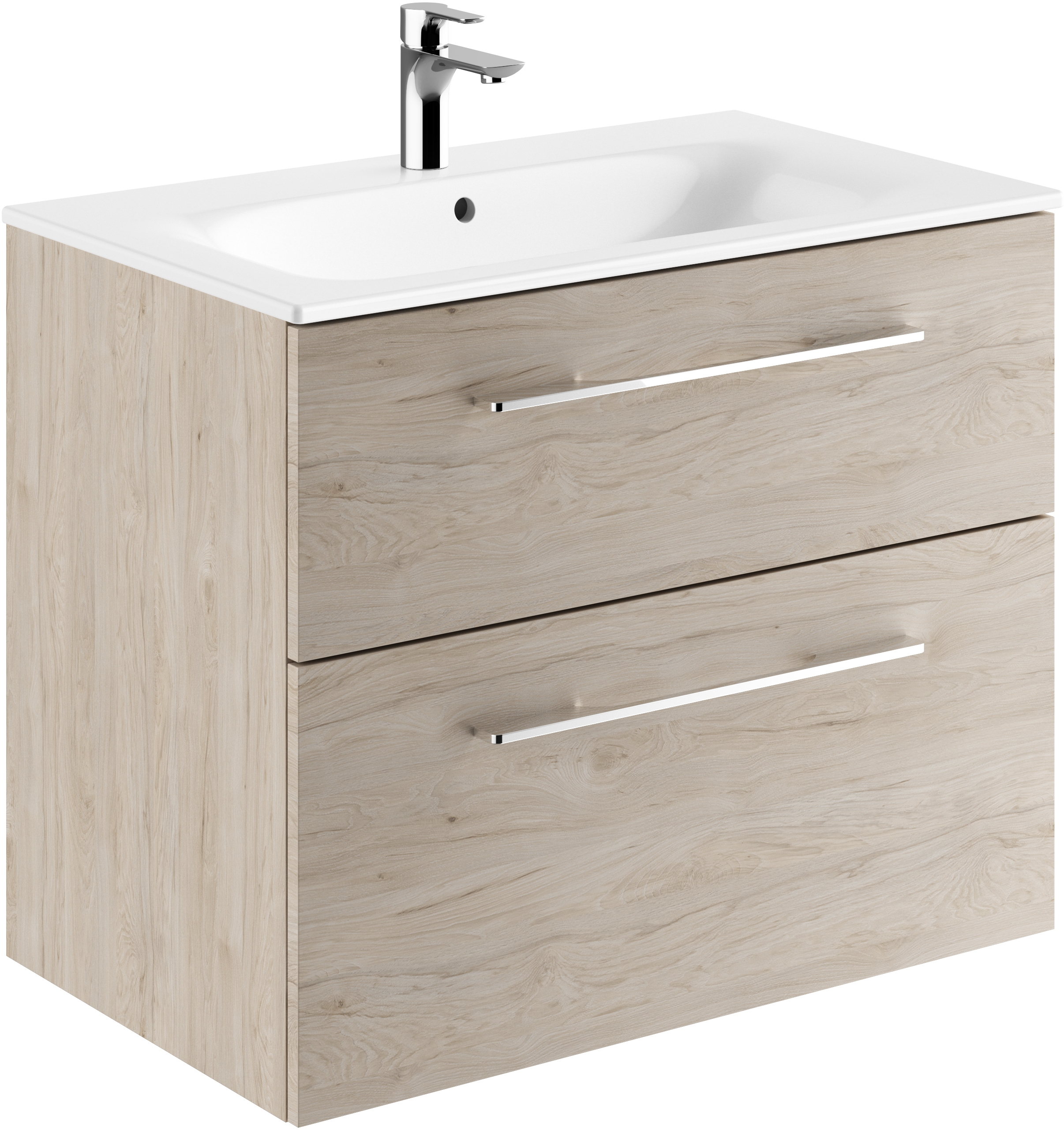 Geberit Selnova Square wastafel met kast 80 cm noot 501.243.00.1
