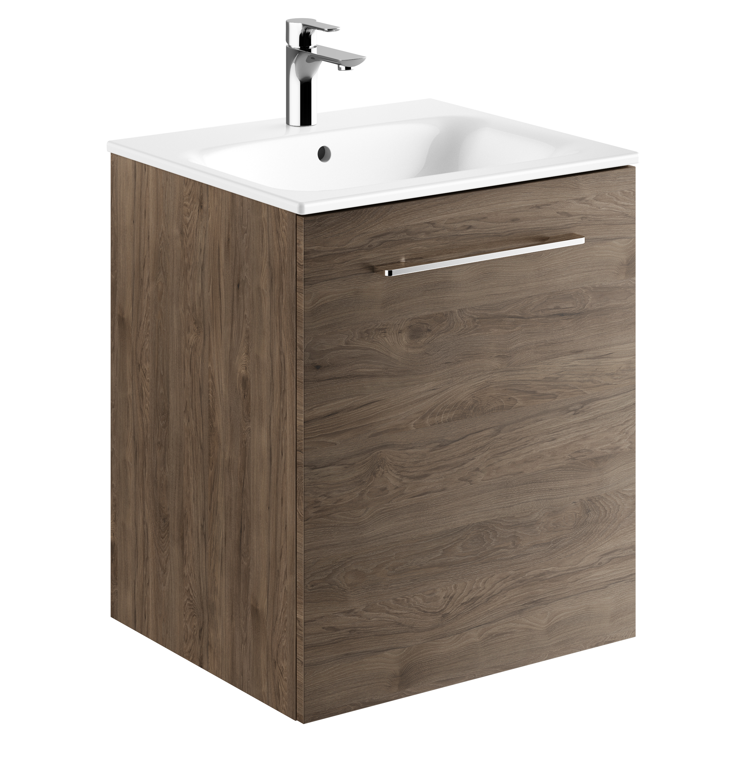 Geberit Selnova Square wastafel met kast 55 cm noot 501.250.00.1