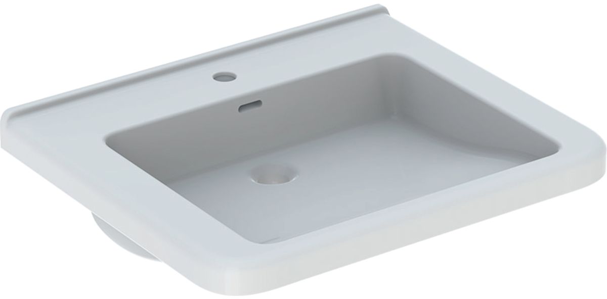 Geberit Selnova Compact Square wastafel 65x55 cm rechthoekig klassiek wit glans 500.788.01.7
