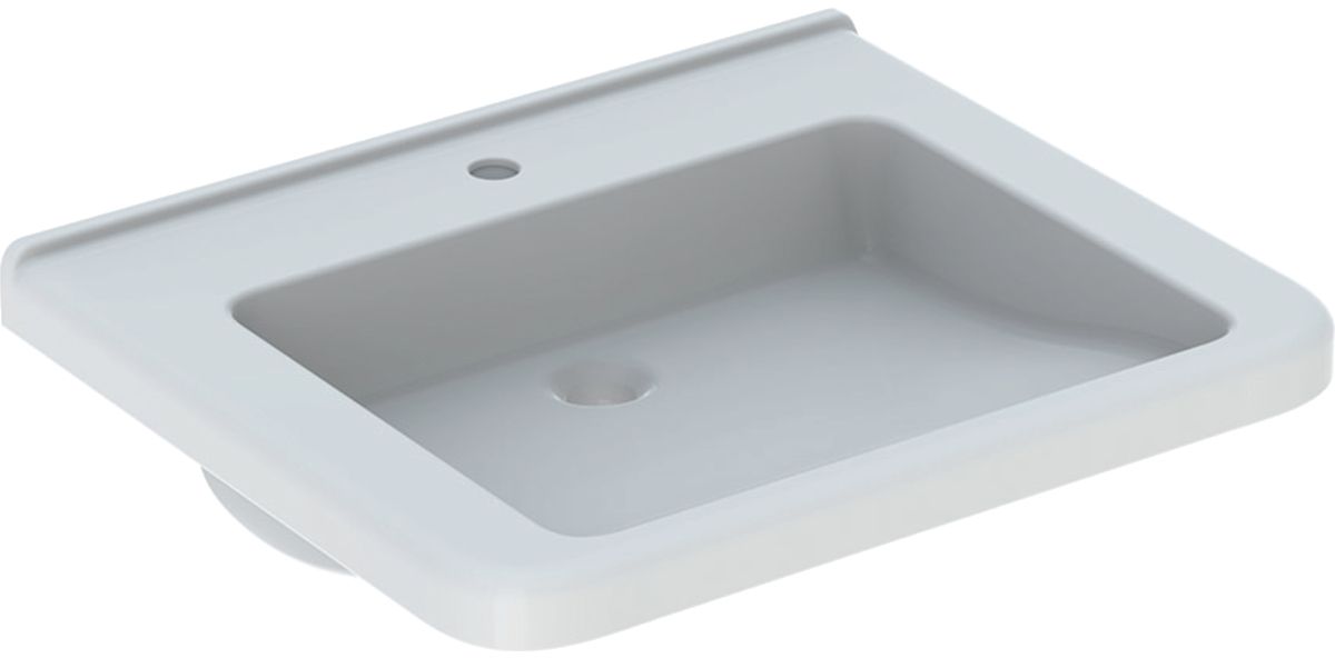 Geberit Selnova Comfort Square wastafel 65x55 cm rechthoekig klassiek voor gehandicapten wit glans 500.789.01.7