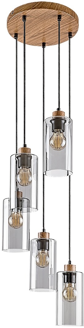 Rabalux Tanno hanglamp 5x25 W doorzichtig-hout 72125