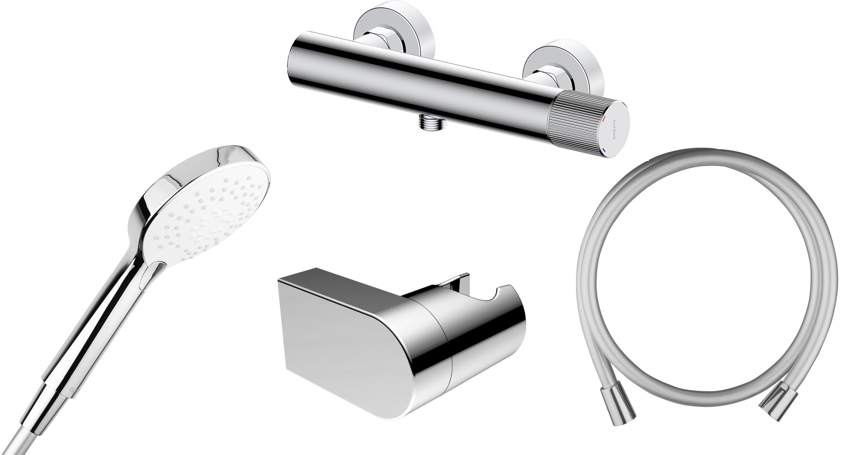 Set douchekraan Oltens Hamnes 33005100, douchekop Oltens Driva EasyClick 37101110, 37200100, 37402100