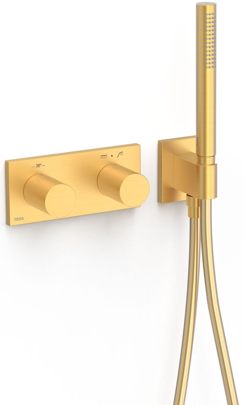 Tres B-System bad- en douchekraan inbouw met thermostaat gouden 30735201OM