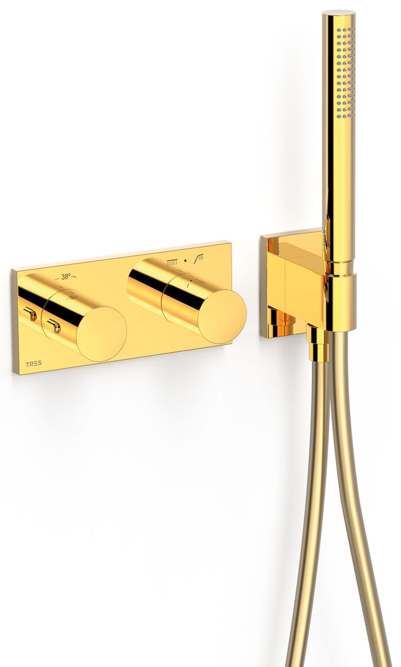 Tres B-System bad- en douchekraan inbouw met thermostaat gouden 30735201OR