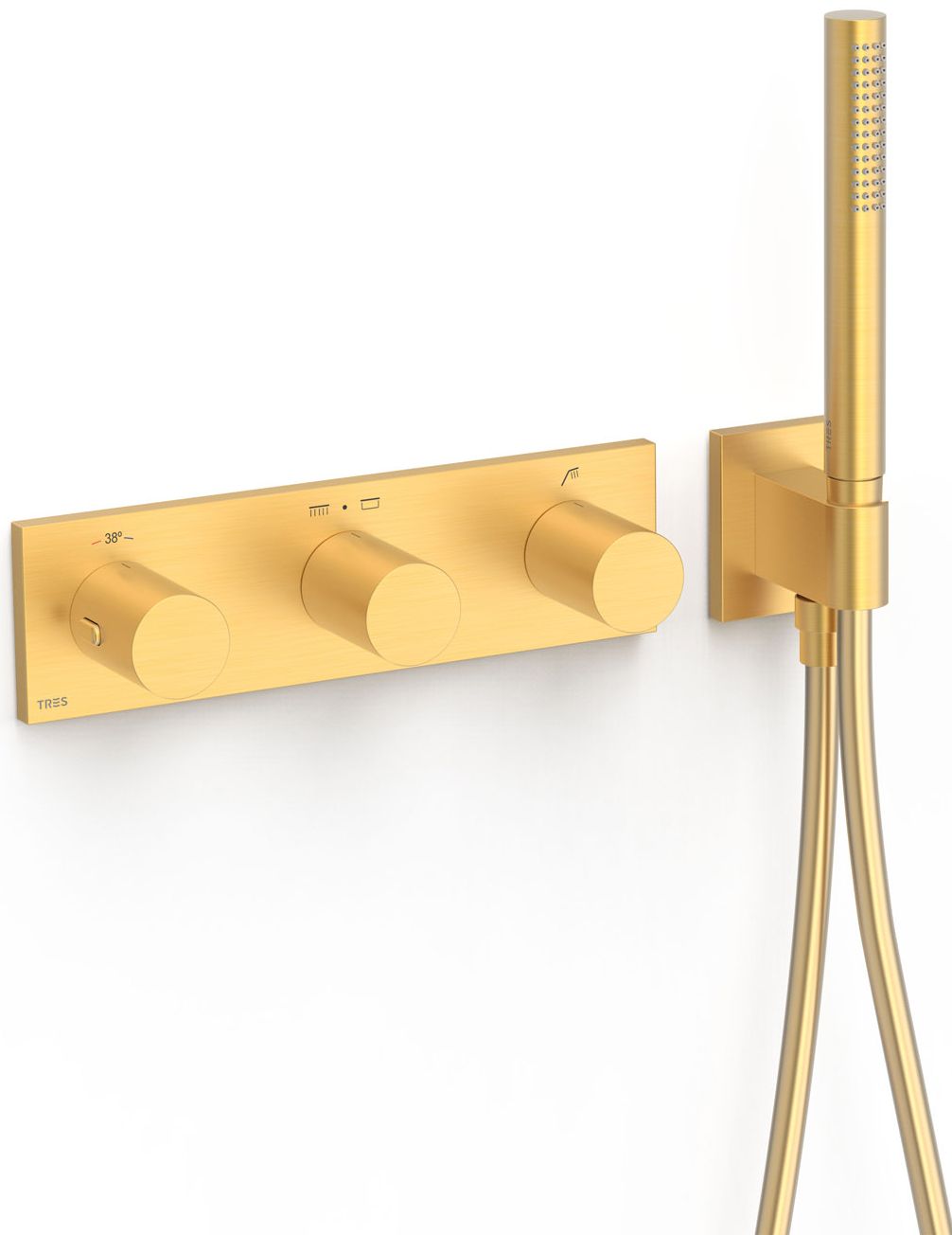 Tres B-System bad- en douchekraan inbouw met thermostaat gouden 30735301OM