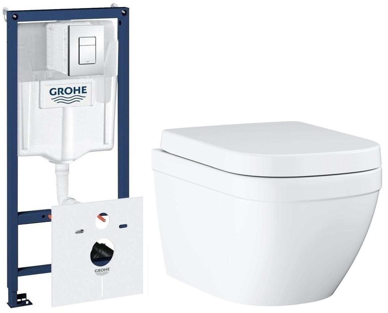 Set toiletpot Grohe Euro Ceramic 39554000, inbouwframe Grohe Rapid SL 38827000
