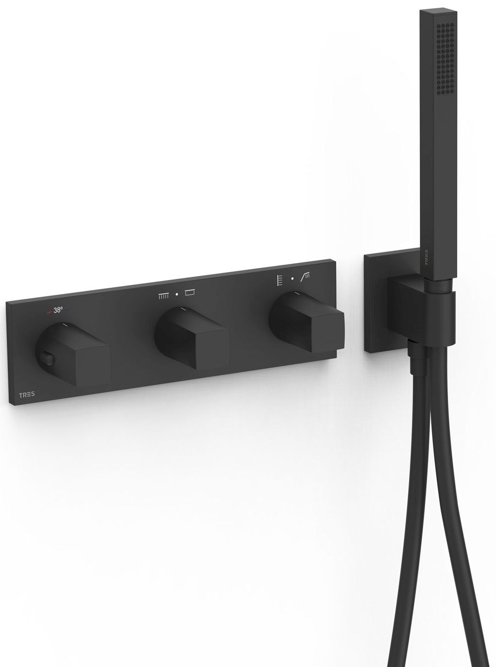 Tres B-System bad- en douchekraan inbouw met thermostaat zwart 30725401NM