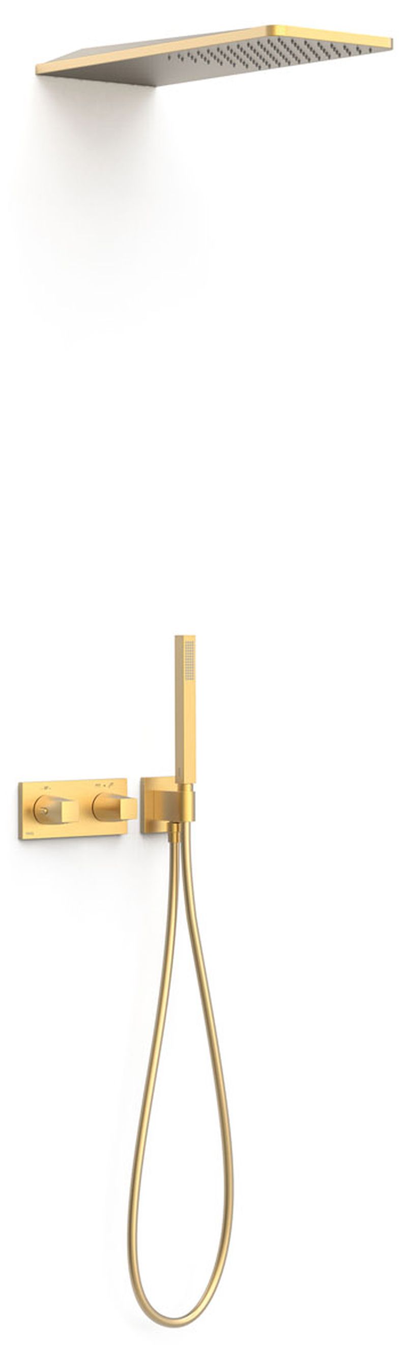 Tres B-System doucheset inbouw met thermostaat met regendouche gouden 30725205OM